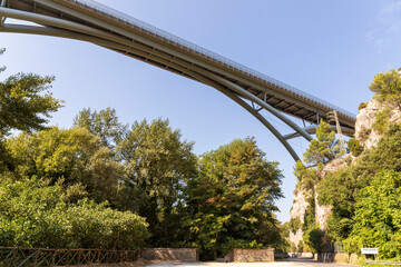 Bridge of the Marmore Falls over Papigno, Terni, Umbria, Italy.