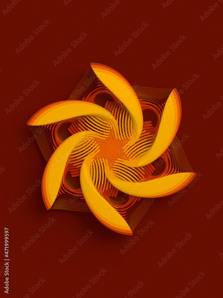 Aufkleber abstract geometric stylized flower. 3d rendering digital illustration. trendy design element