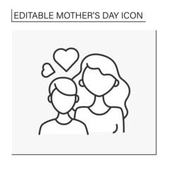 Motherhood line icon. Mom and child. Maternal bonds between mother and son. Love and support. Mother day concept. Isolated vector illustration. Editable stroke