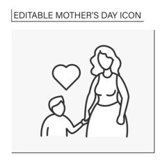Motherhood line icon. Mom and child. Maternal bonds between mother and kid. Love and support. Mother day concept. Isolated vector illustration. Editable stroke
