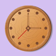 Wall round wooden clock. The tree structure is displayed.