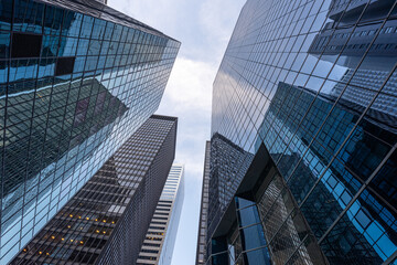 Modern office buildings near Wall Street, New York City, USA - obrazy, fototapety, plakaty