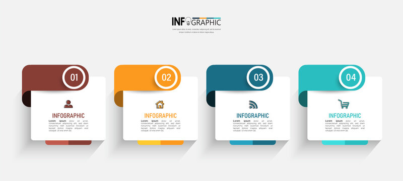 Four steps business infographics template vector.	