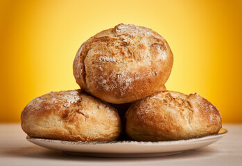 Bread buns on a plate