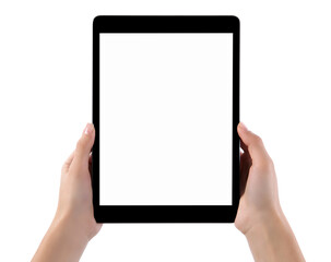 Female hands holding digital tablet