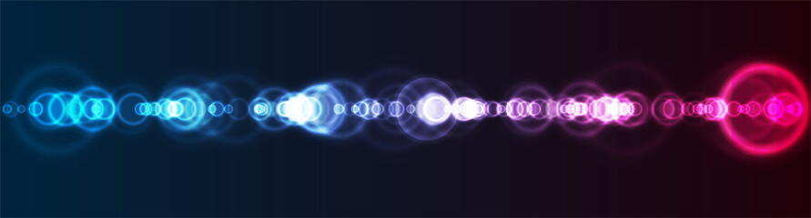 Blue purple glowing neon lens flare effect abstract banner. Vector background