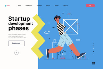Startup illustration, website landing template. Concept of building new business