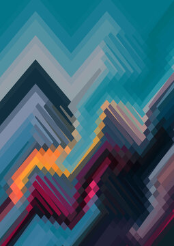 Graphic Abstract Pattern With Chevrons That Morph Into Stripes