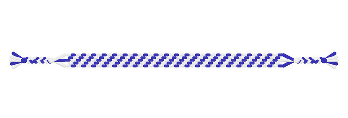 Vector Christmas handmade hippie striped friendship bracelet of blue and white threads.