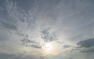 Sunset sky. Abstract nature background. Dramatic blue with orange colorful clouds in twilight time.