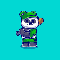 cute baseball panda illustration