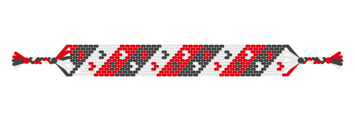 Vector love handmade hippie friendship bracelet of black, white and red threads.