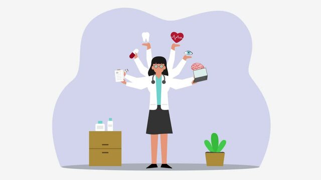 Doctor doing multitask while standing in hospital