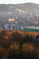 Fototapeta na wymiar Park of Bilbao in an autumn day