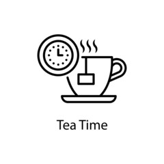 Tea Time vector outline Icon Design illustration. Web And Mobile Application Symbol on White background EPS 10 File