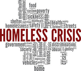 Homeless Crisis vector illustration word cloud isolated on white background.