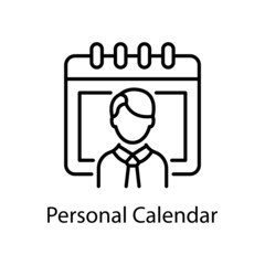 Personal Calendar vector outline Icon Design illustration. Web And Mobile Application Symbol on White background EPS 10 File