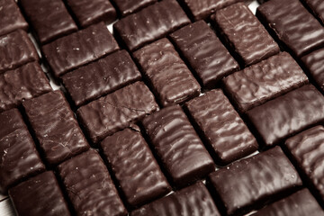 Assortment of delicious chocolate candies background. Chocolate candy isolated 
