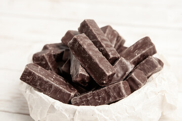 Assortment of delicious chocolate candies background. Chocolate candy isolated 