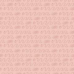 Seamless pattern with pink decorative elements on light pink background. Vector image.