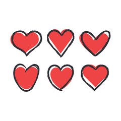 Doodle hearts, hand drawn love heart collection. Valentine's day design.