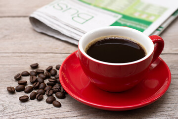 cup of coffee and newspaper
