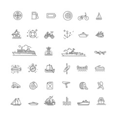 Transport icons, thin line design. Vector illustration