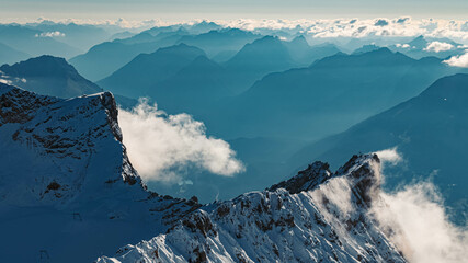 Beautiful alpine summer view at the famous Zugspitze summit, top of Germany, near Ehrwald, Tyrol,...