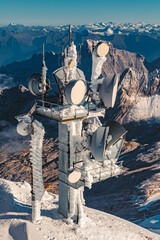 Naklejka premium Beautiful alpine summer view at the famous Zugspitze summit, top of Germany, near Ehrwald, Tyrol, Austria and Garmisch-Partenkirchen, Bavaria, Germany
