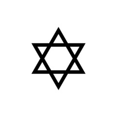 Silhouette of star of David. Religious sign. Judaism. Symbol of Israel.
