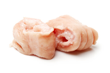 Boiled pig's organs on white background
