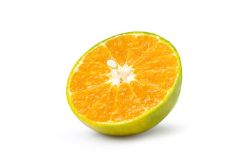 Tangerine slice on white background