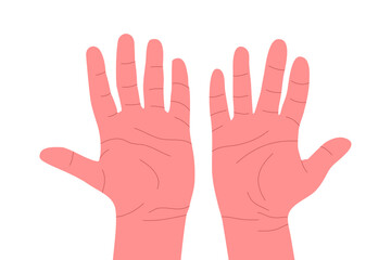 Human palm of hand illustration. Vector. Human body part. White background. 