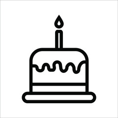 birthday cake icon in trendy flat design, on white background.