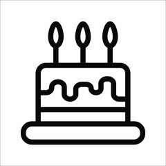 birthday cake icon in trendy flat design, on white background.