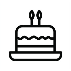 birthday cake icon in trendy flat design, on white background.