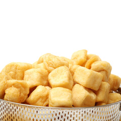 Fried tofu isolated on white background