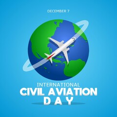 International civil aviation day theme banner. Vector illustration. Suitable for Poster, Banners, campaign and greeting card. 