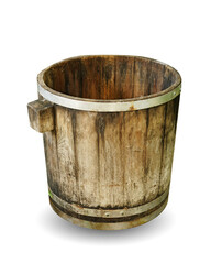 Old wooden barrel isolated on white background. This has clipping path.        