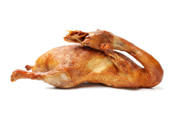 Smoked duck on white background