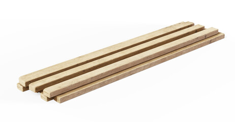 Wooden beams on white background. 3D rendering