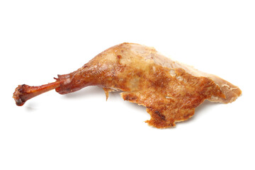 Smoked duck leg on white background 