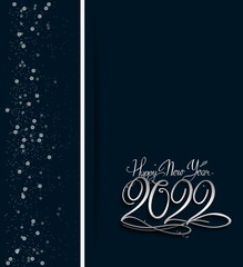 happy new year 2022 silver color with snowflake isolated blue background