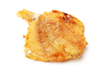 Dried fish slice on white backgroun