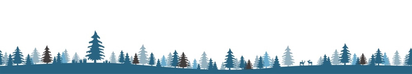 christmas landscape panorama background with firs woodland © picoStudio