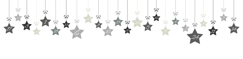 christmas advent calendar 1 to 24 on hanging stars