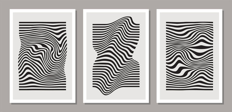 Set of minimal geometric design poster, vector template with primitive shapes