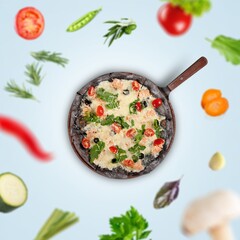 World Pizza Day Concept, Big tasty pizza dish