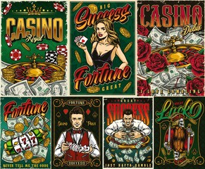 Casino colorful vintage posters