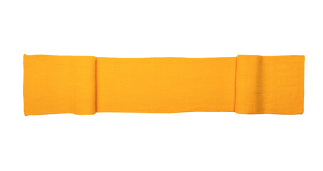 Knitted winter scarf on a white background. The pattern is visible.